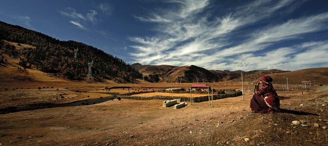 Old lady landscape view