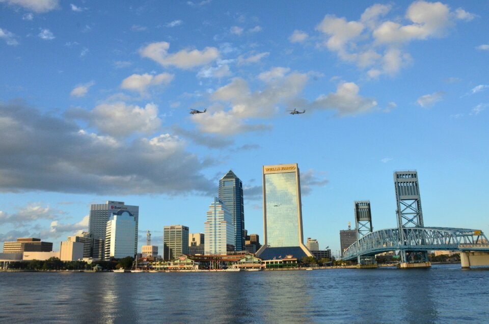 River cityscape bridge photo