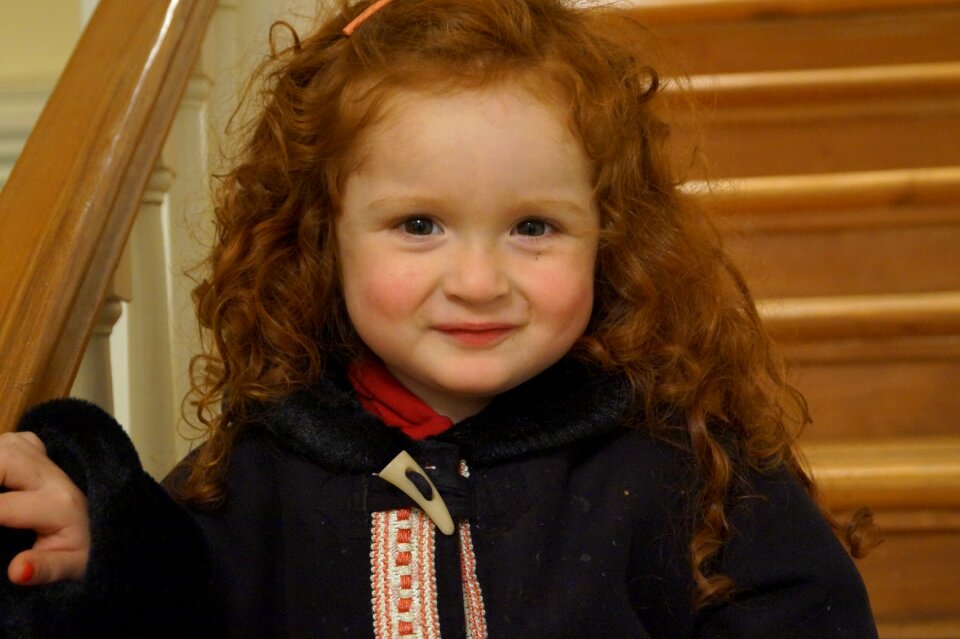 Happy ginger curly hair