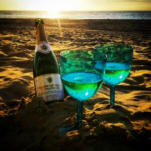 Champagne alcohol sunset