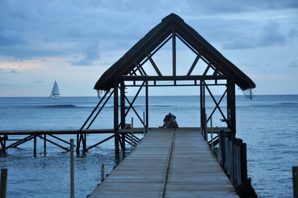 Evening sea pontoon