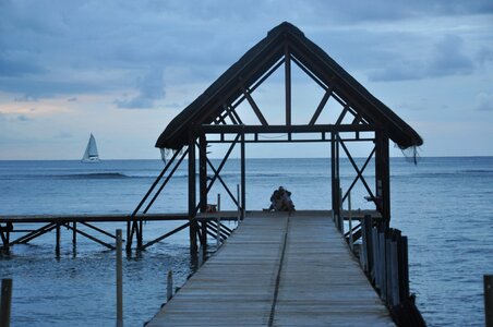 Evening sea pontoon