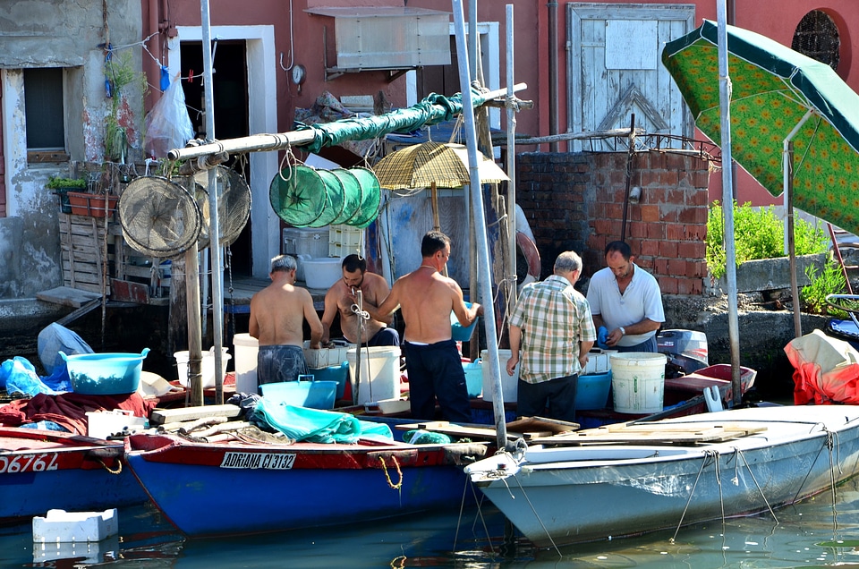 Italy fish market boats