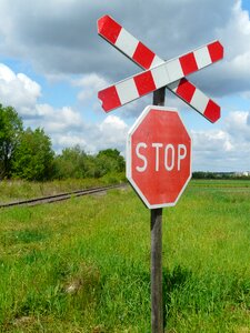 Warning railway crossing symbol photo