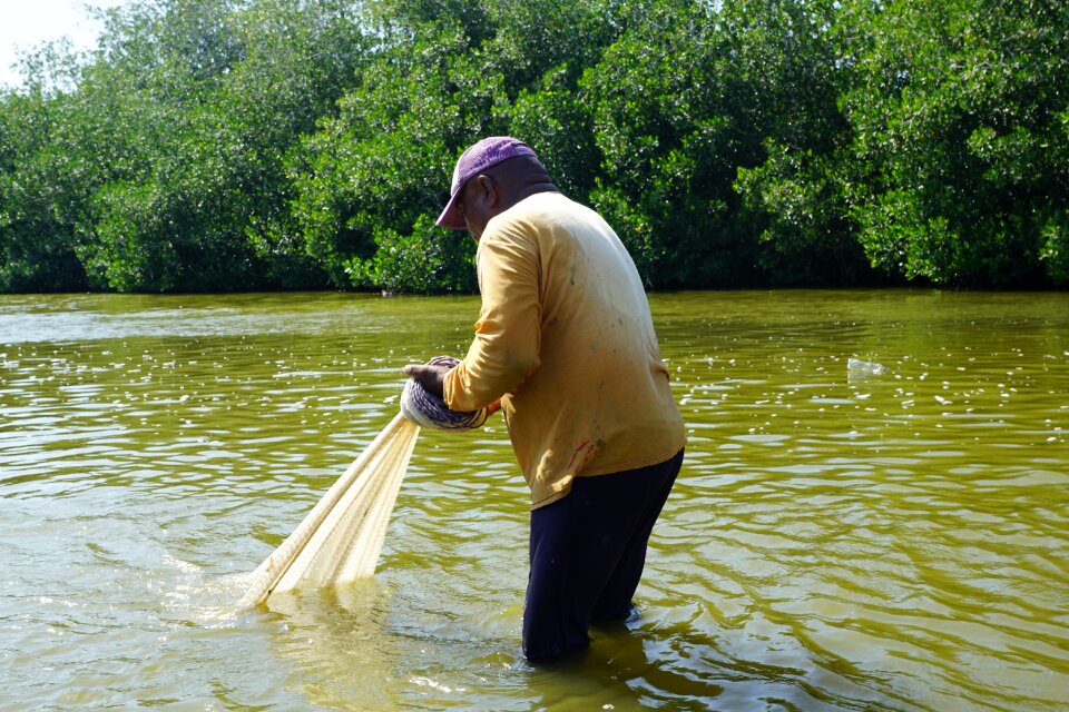 Fishing man work