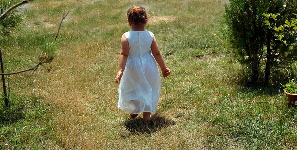 Walking white dress romanian photo