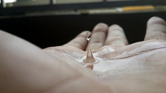 Cold hands drops of water