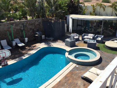 Swimming pool view terrace outside