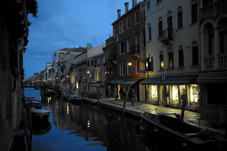 Town on the river waterway old houses