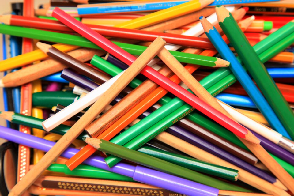 Mess colored pencils colorful