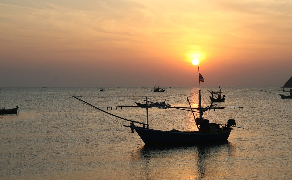 Nostalgic color siam fishing boat