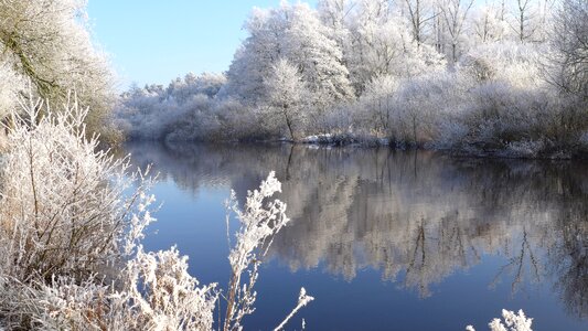 Winter river frost photo