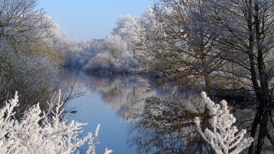 Winter river frost photo