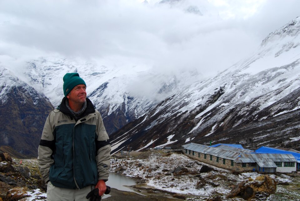 Man trekking hiking