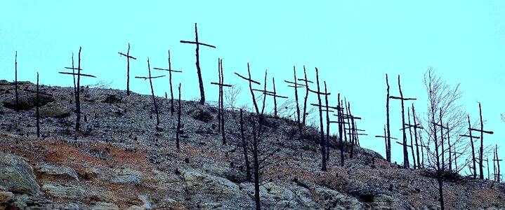 Death artistic crosses firewood burned
