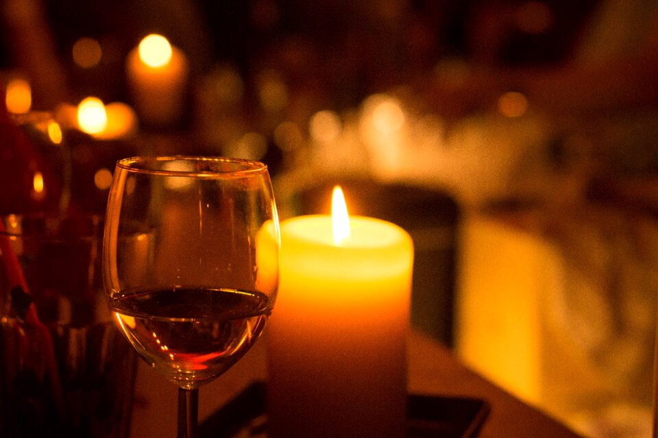 Burning candle wax light