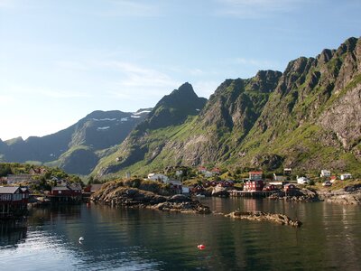 Landscape village fjord photo