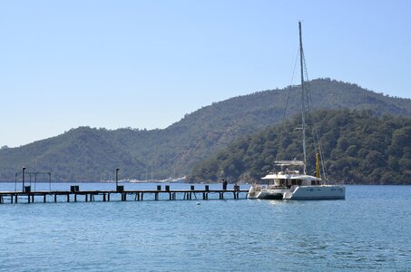Sea coast sailing catamaran
