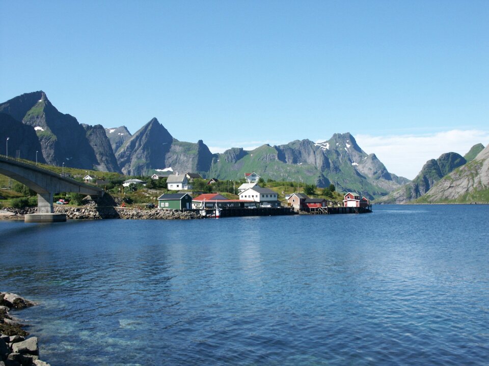 Village fjord summer