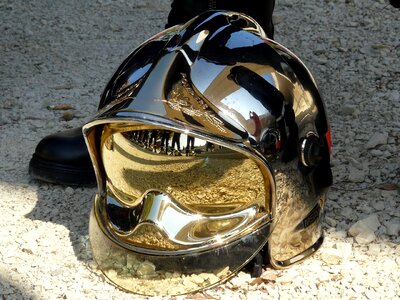 Firefighter fire helmet photo