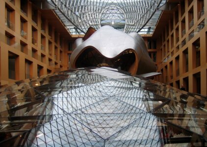 Frank gehry glass roof glass construction photo