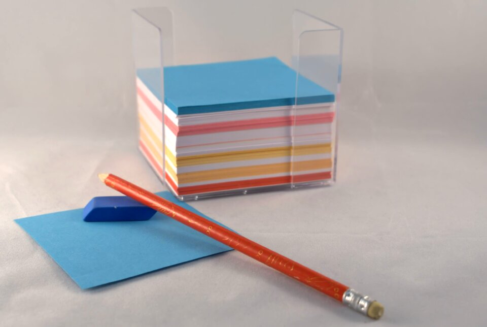 Cards notebook pencil