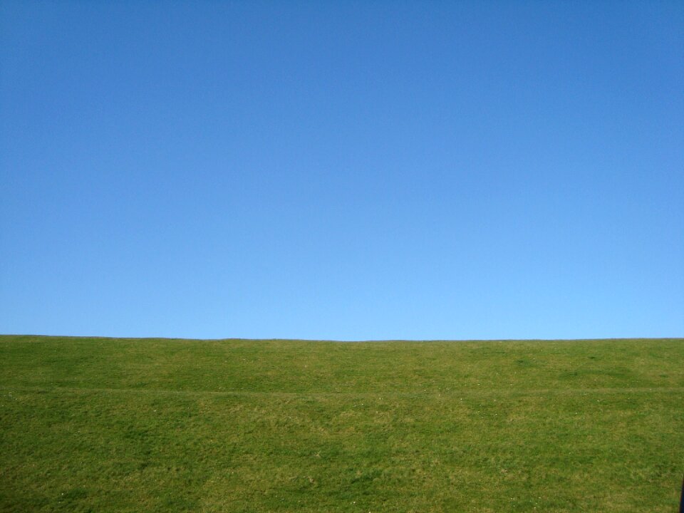 Blue sky green grass landscape