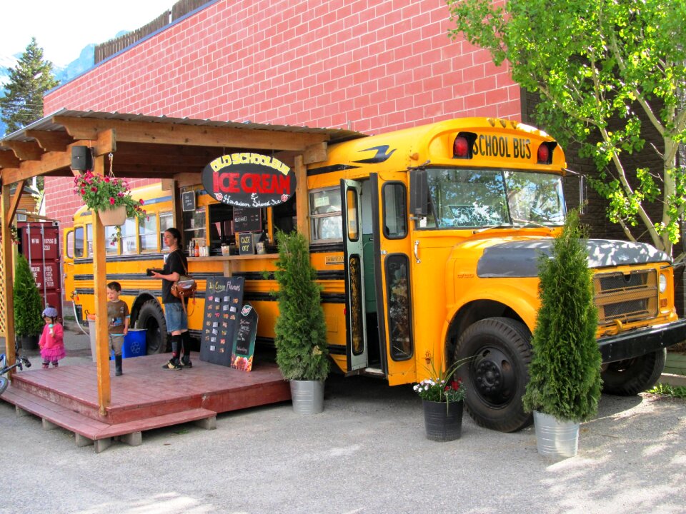 Tourism school bus cafe