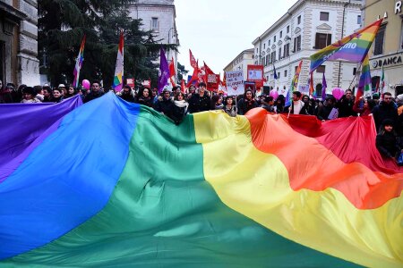 Rights march for civil rights rainbow flag