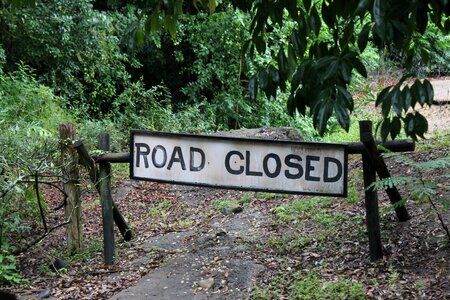 Roadblock green road photo