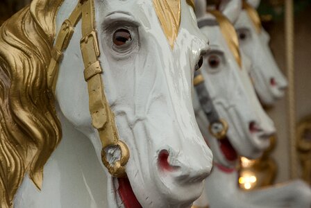 Carousel wooden horses fun fair photo