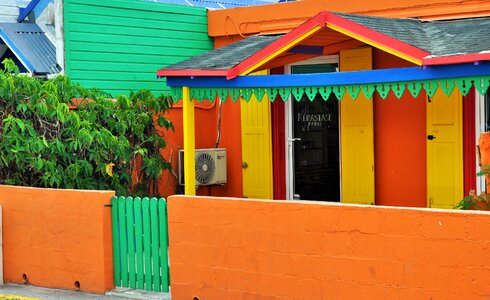 Street colorful houses windows photo