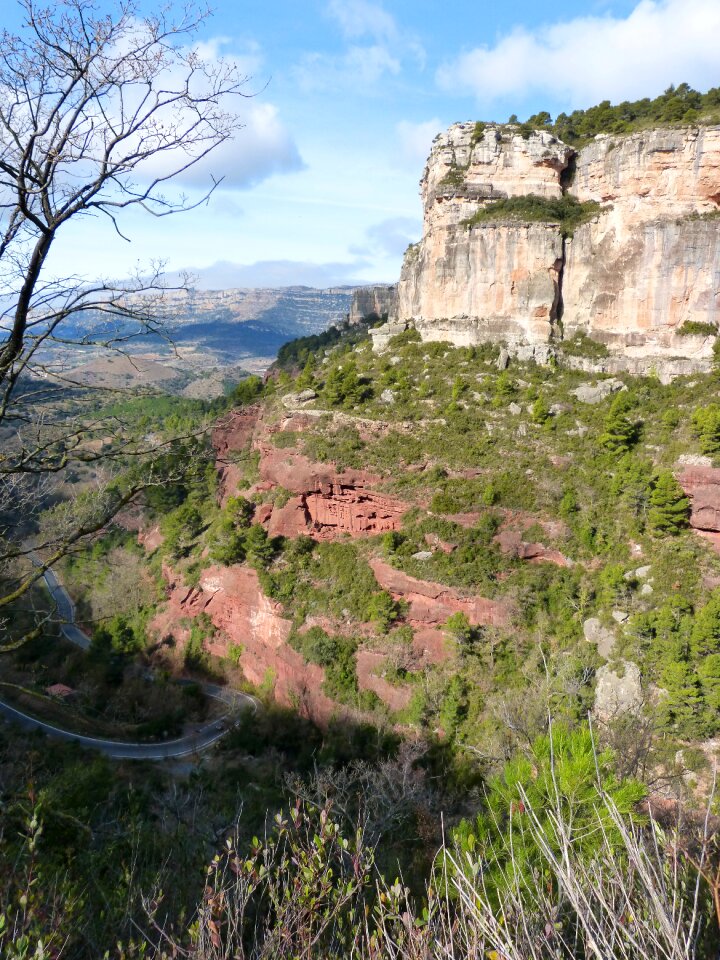 Red sandstone siurana landscape