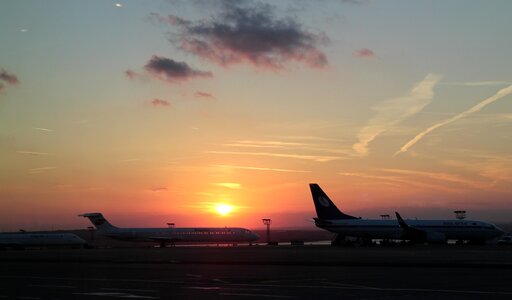 Sunset landing aviation photo