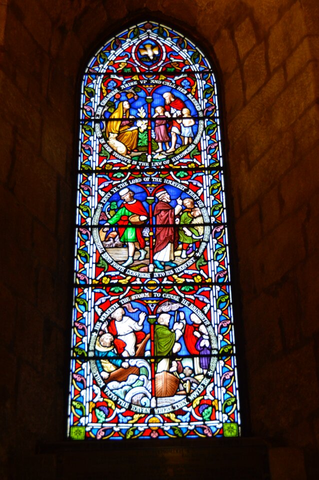 Glass colorful church interior