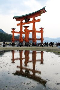 Itsukushima floating torii low water photo