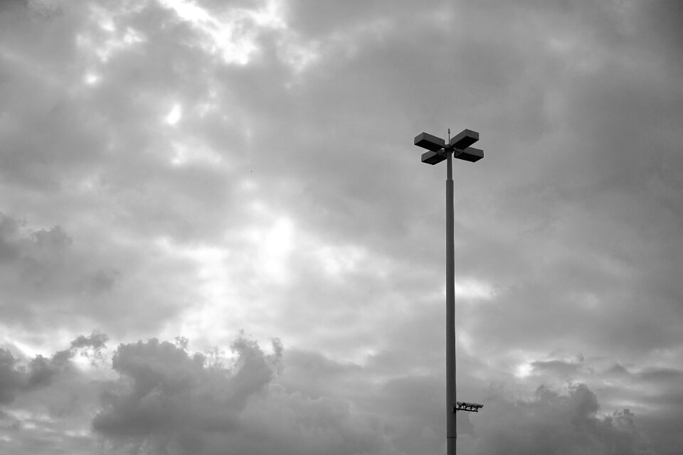 Black and white sky street lamp