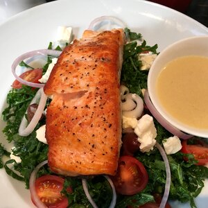 Eating cooked healthy meal