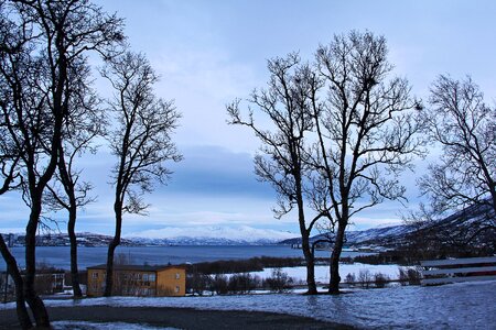 Snow traditional nordic house