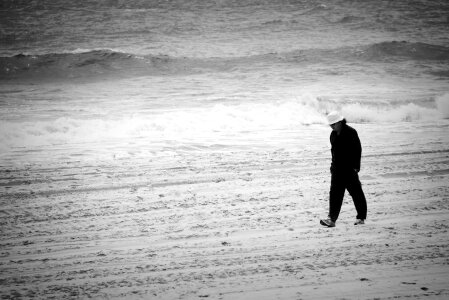 Black and white sand sea photo