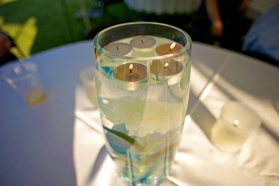 Floating glass candle
