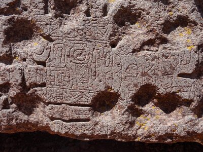 Stone hieroglyphs stone sculpture