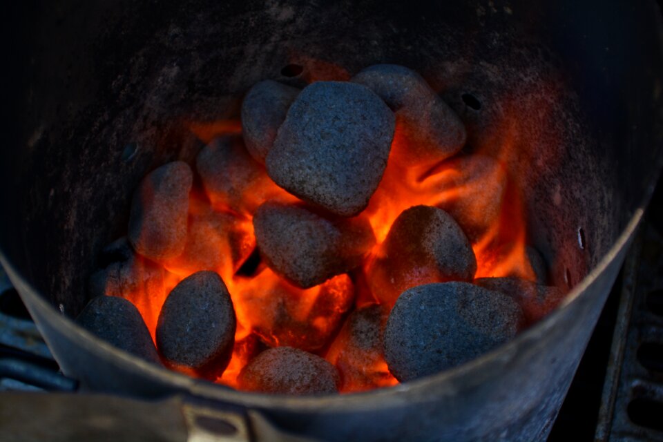 Briquette flame hot