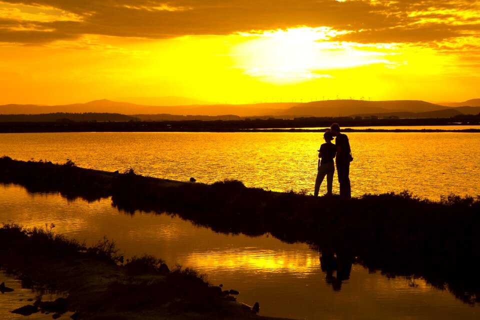 In love sunset pond