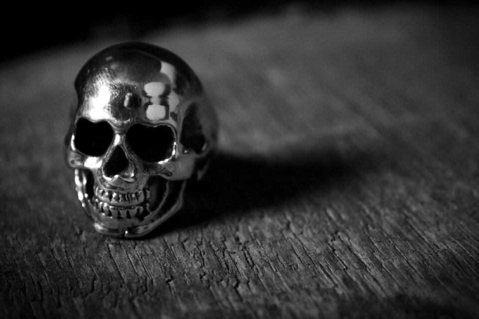Wood death's head skull