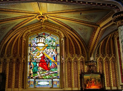 Notre-dame stained glass ceiling decoration photo