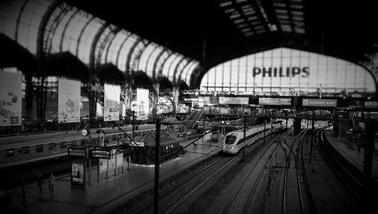 Railway station lobby railroad track