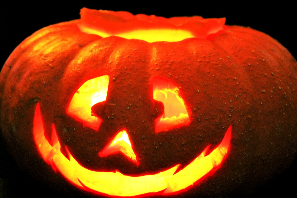 Carved pumpkin decoration illuminated pumpkin