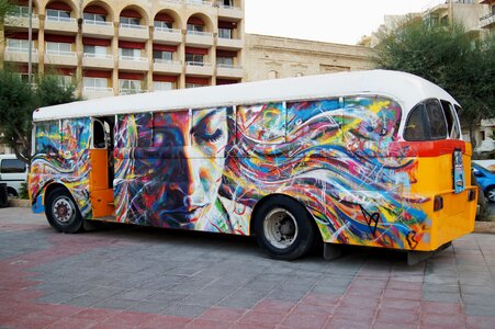 Malta street art school bus