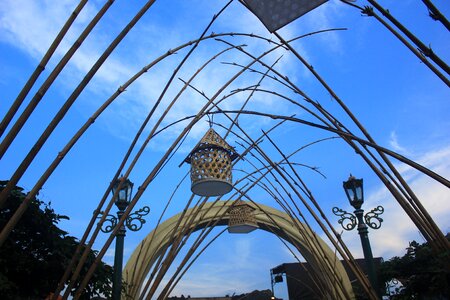 Bamboo lamp blue lamp